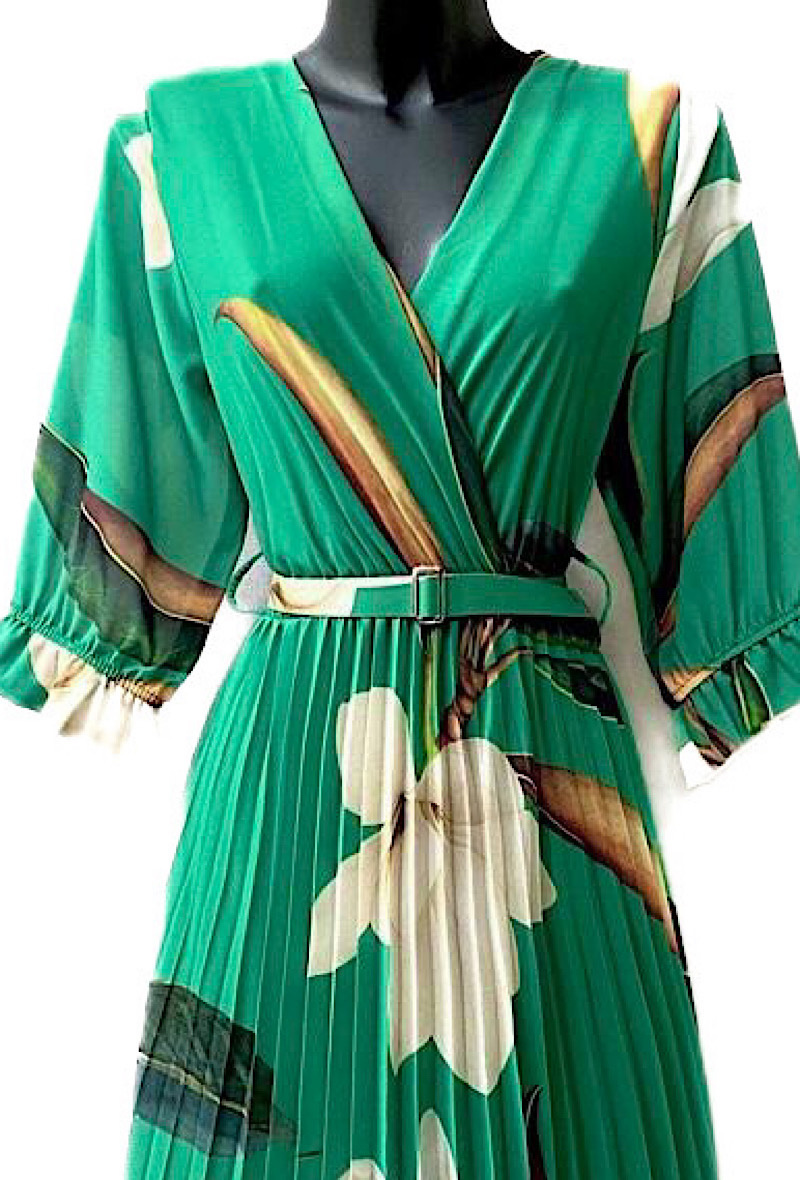 Pleated Dress With Handmade Belt